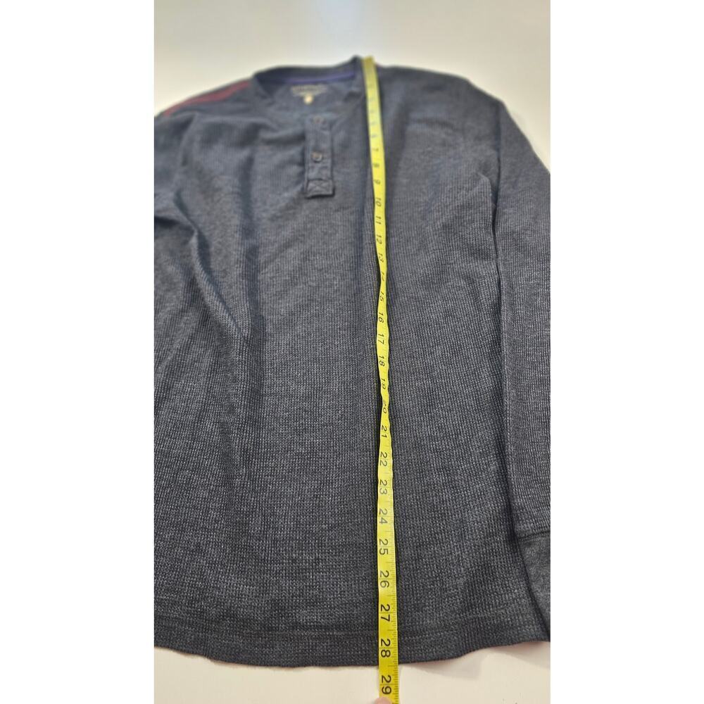 G.H. Bass & Co Mens Thermal 3 Button Henley Shirt M Waffle Knit Gray minimalist - Picture 5 of 7